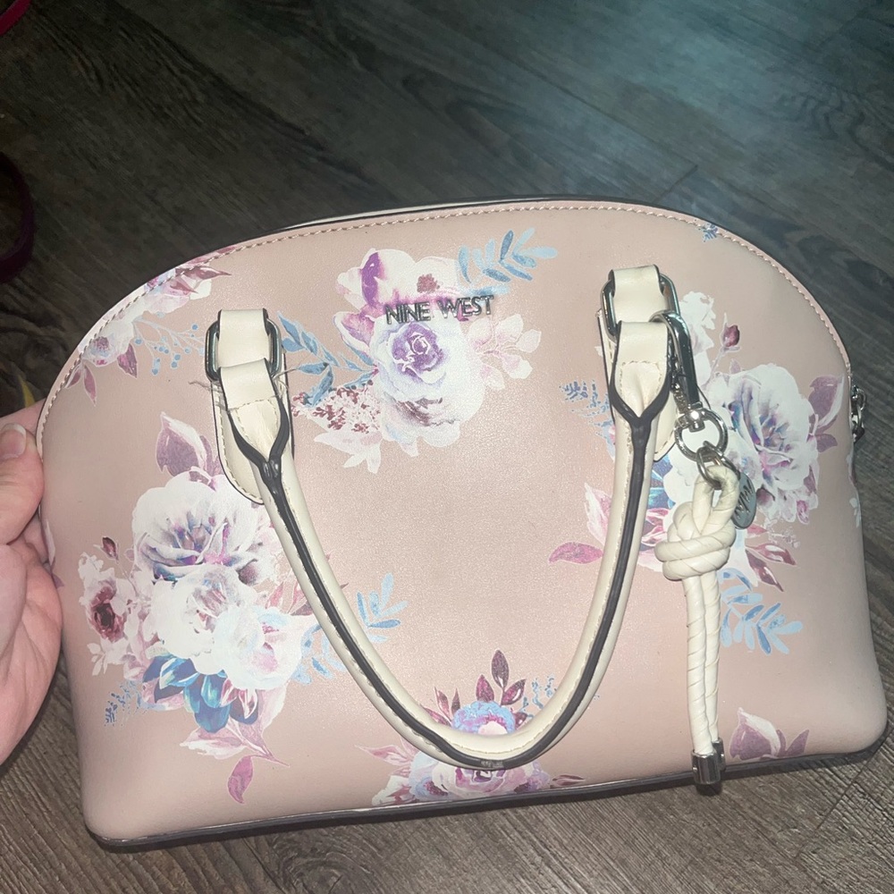 Nine West Cream and Pink Satchel Floral